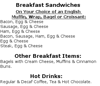 Breakfast Menu